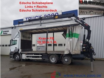 Tovornjak s ponjavo, Tovornjak z dvigalom Mercedes-Benz 2636 Kran Hiab XS 144 Schiebeplane L+R + Dach BC: slika 1